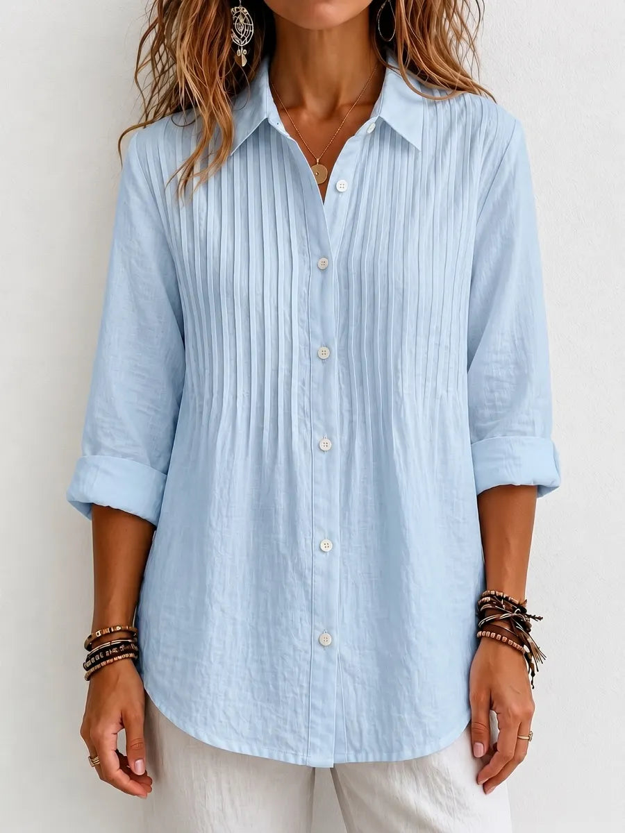 CLEARANCE SALE🔥 Pleated Linen-Blend Blouse