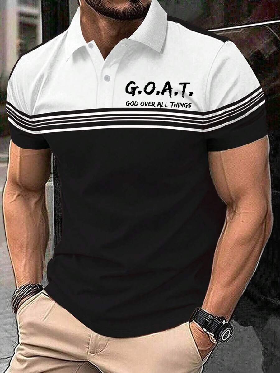 Men's Retro Faith  Casual Printed Polo Shirt