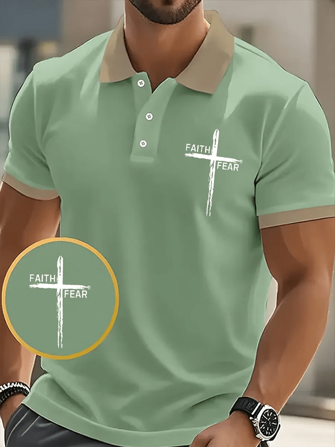 Men's Faith Printed Casual Polo Shirt