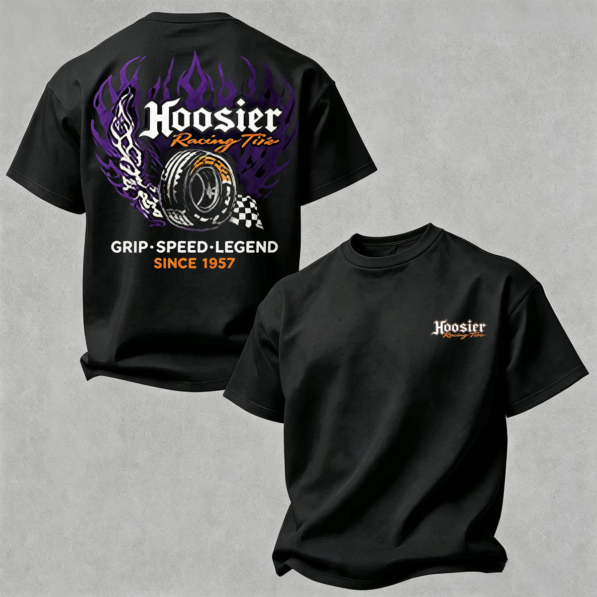 Purple Flame Tires Legendary Racing T-shirt