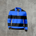 Men's Casual Color Matching Printed Long Sleeves Polo Shirts