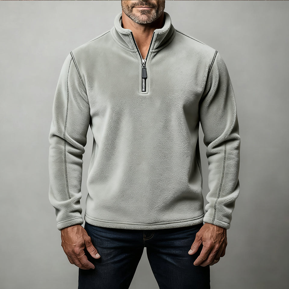 Men's Stand Collar Zip Long Sleeve Polar Fleece Sweatshirt 191597