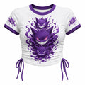 Pokémon Women's Slim-Fit Short-Sleeve T-Shirt With Anime Print And Side Drawstrings