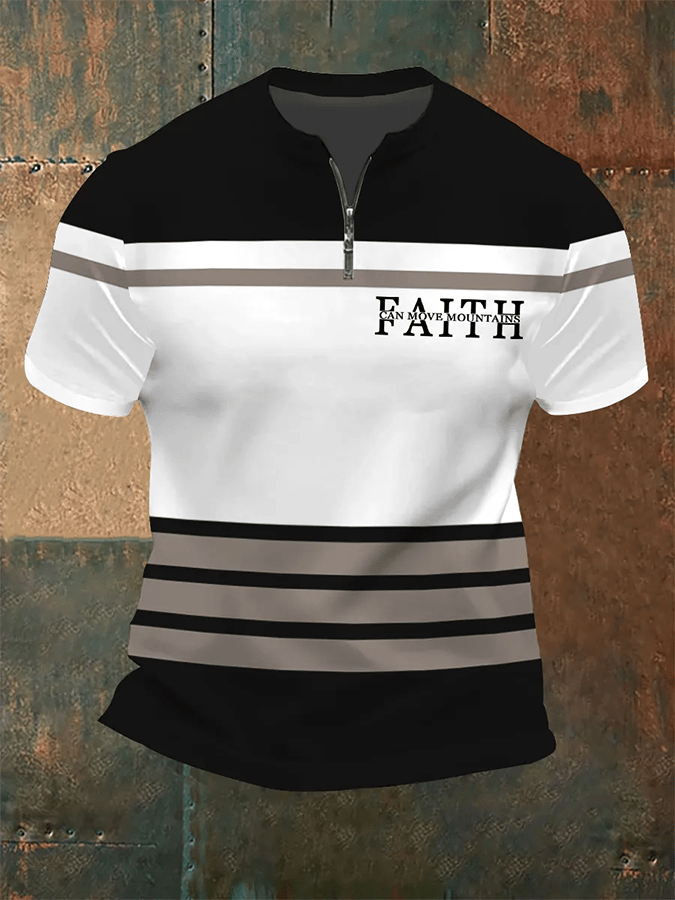 Men's Vintage Faith Print Zip Top