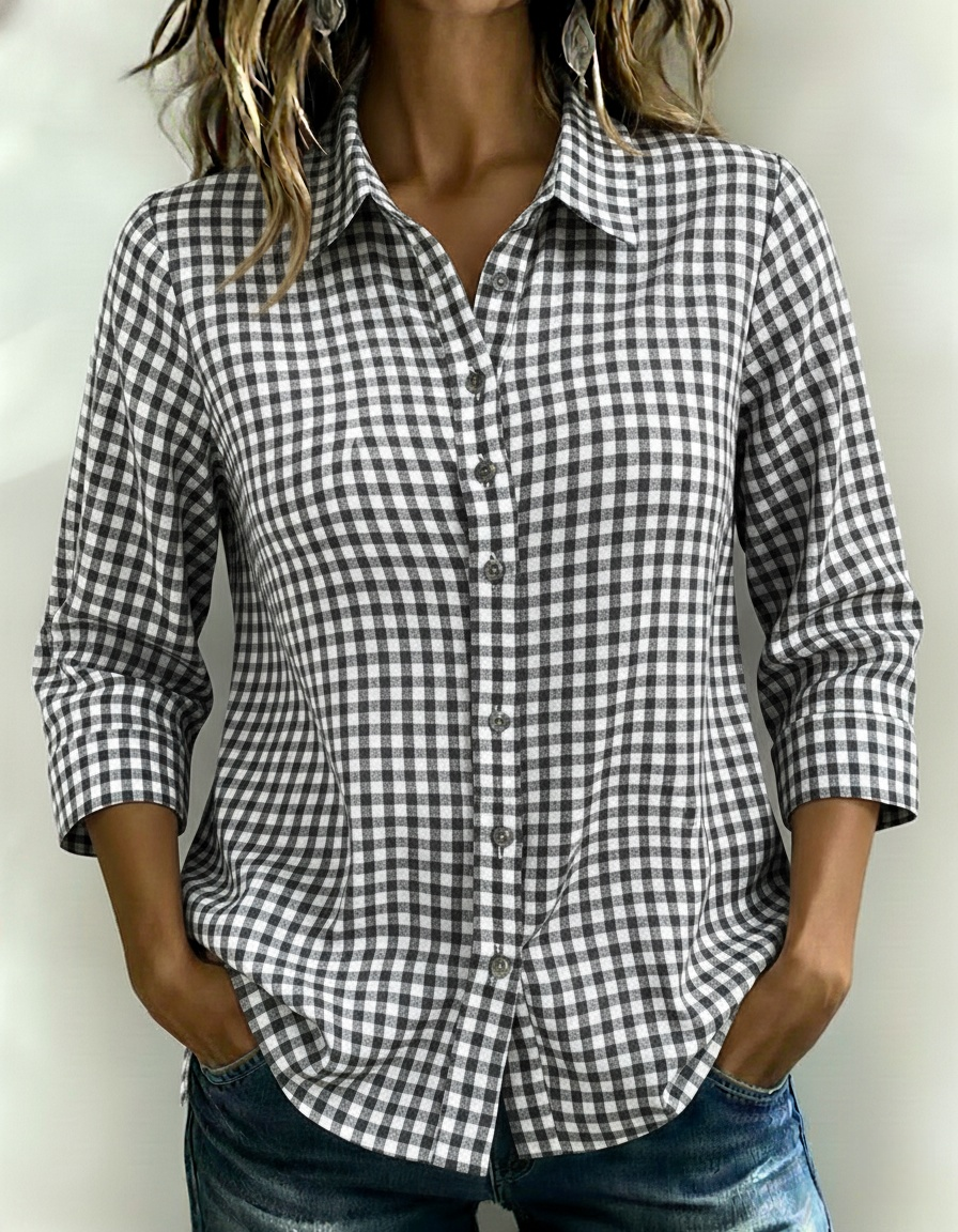 CLEARANCE SALE🔥 Women's Gingham Check Button-Down Shirt