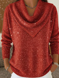 🎄 CLEARANCE SALE🔥 Vintage Soft Triangle Neck Sequined Shiny Sweater Top