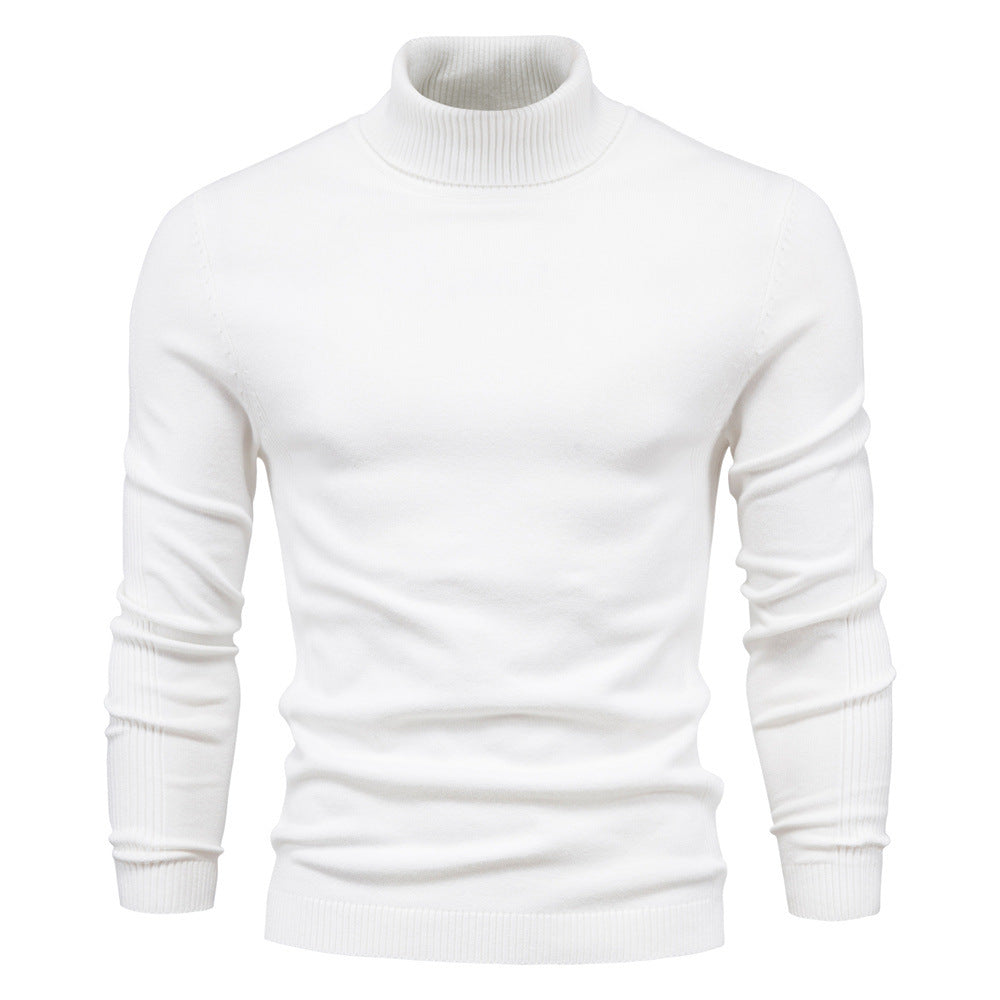 Men's Shirtssolid Color Turtleneck Pullover Sweater Tops