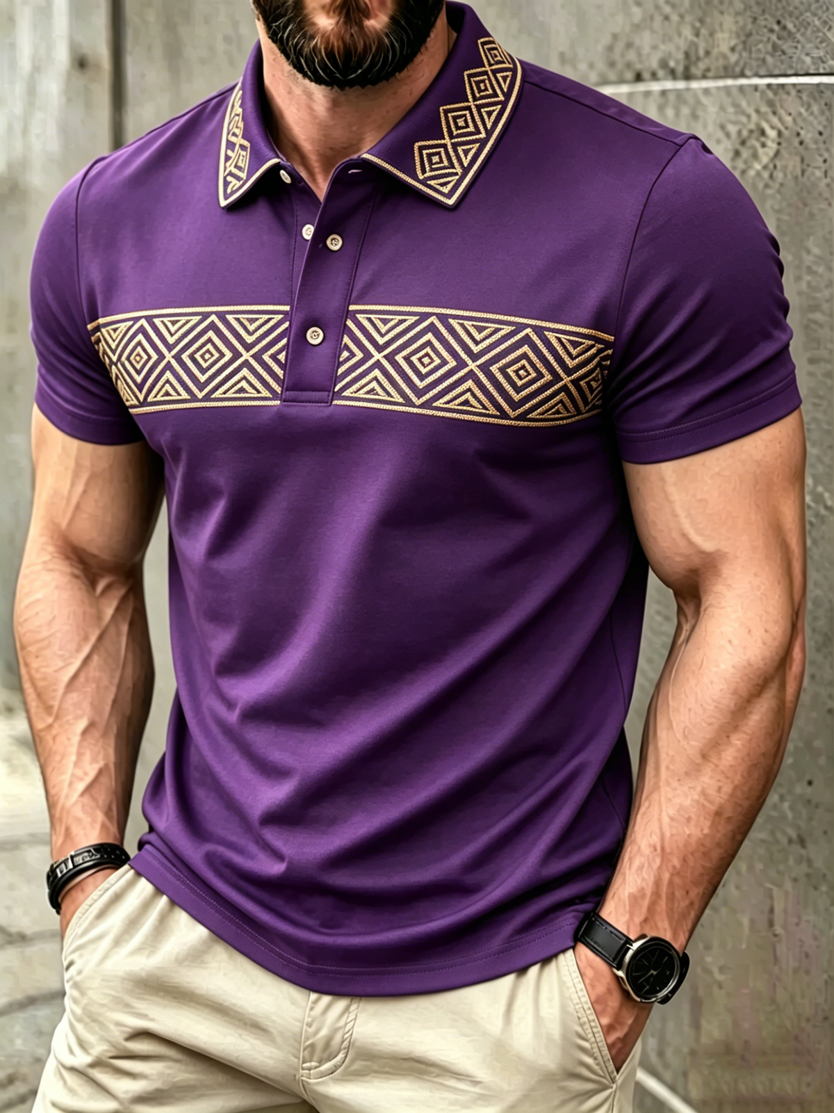 Men's Classic Business Button Short Sleeve Polo Shirt
