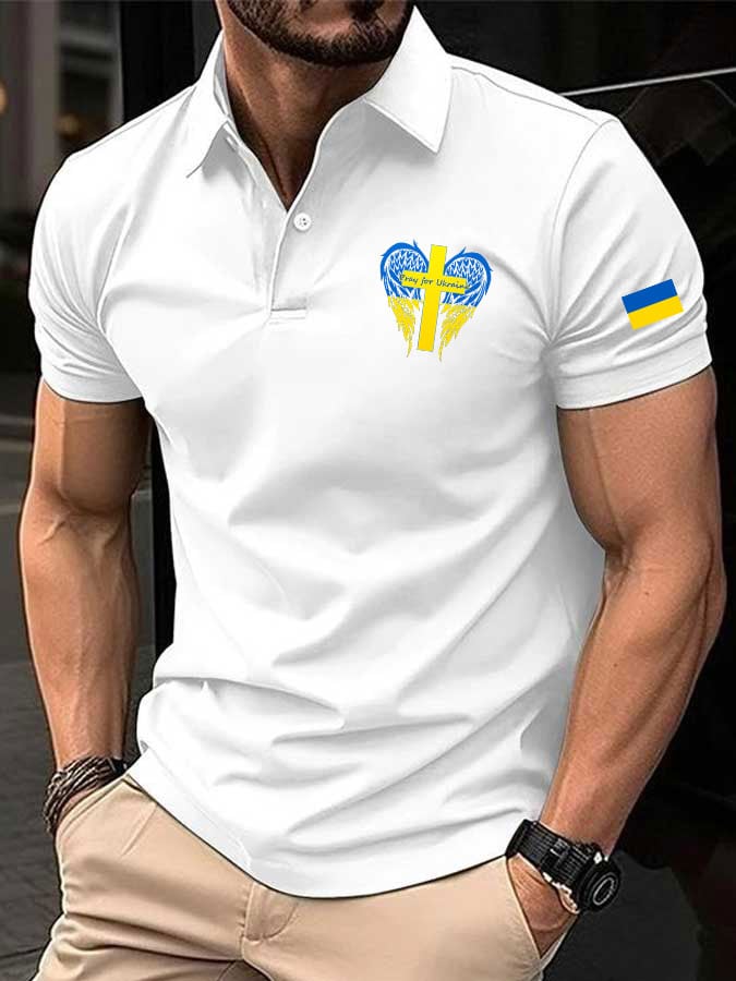 Men's Ukraine print polo shirt