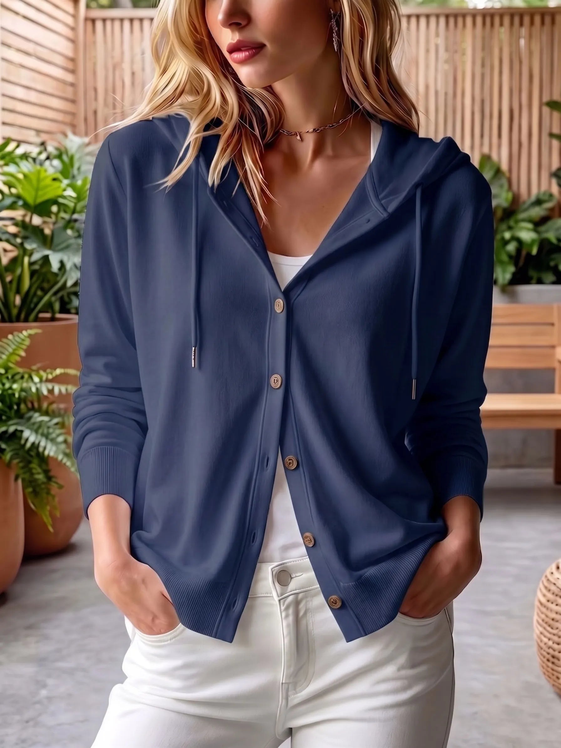 CLEARANCE SALE🔥 Women's Soft-Knit Button Hooded Cardigan
