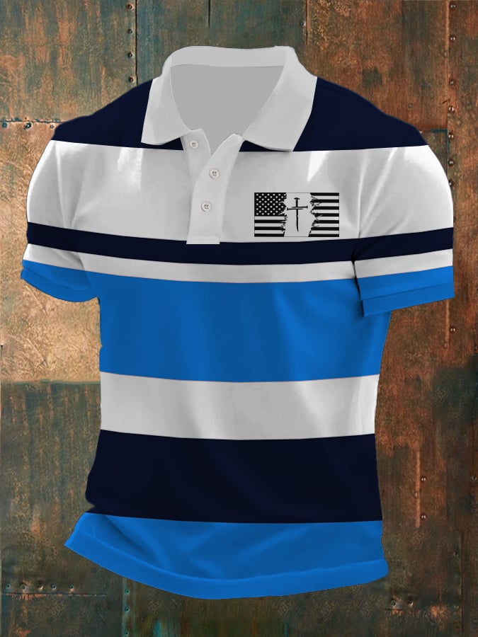 Men's Casual Contrast Color Faith Polo