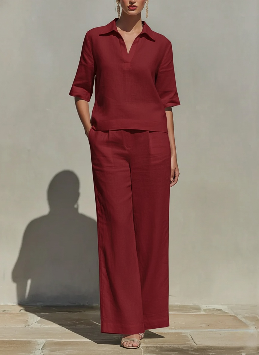 Clearance Sale🔥 Women's Solid Cotton Linen Two-Piece Set