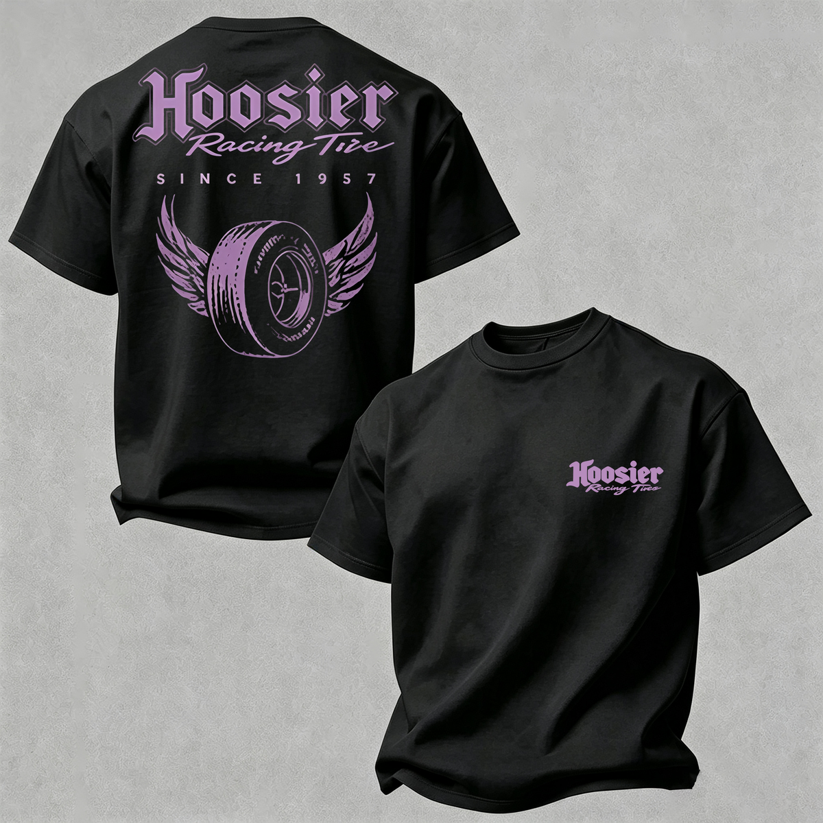 Purple Wing Tires Retro Racing T-shirt