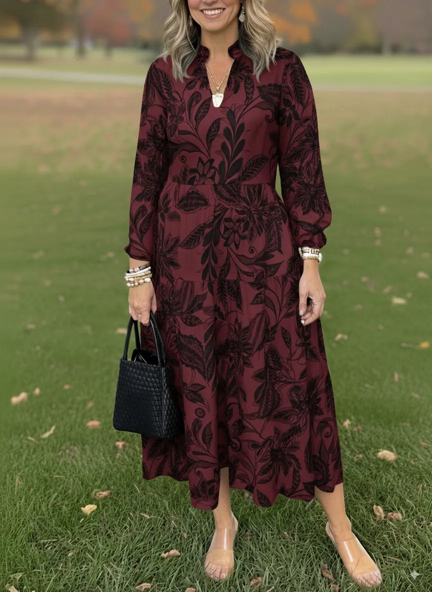 NEW🔥 V Neck Floral Vintage Print Dress