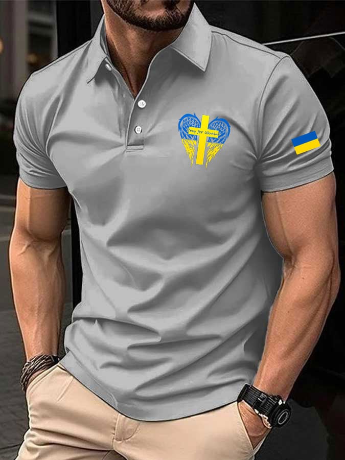 Men's Ukraine print polo shirt