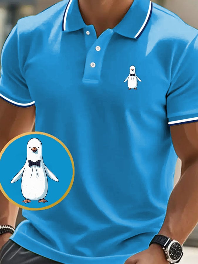 Men'S Casual Classic Penguin Pattern Golf Polo Shirt
