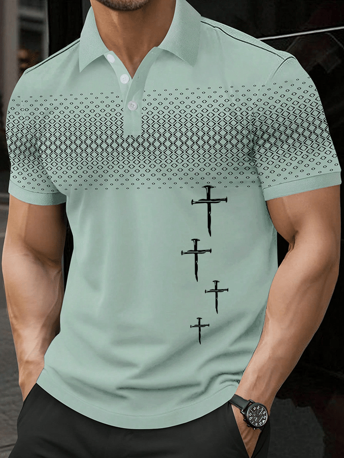 Men's Faith Printed Casual Polo Shirt