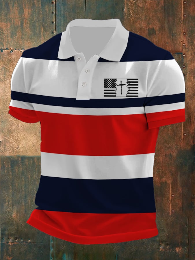 Men's Casual Contrast Color Faith Polo