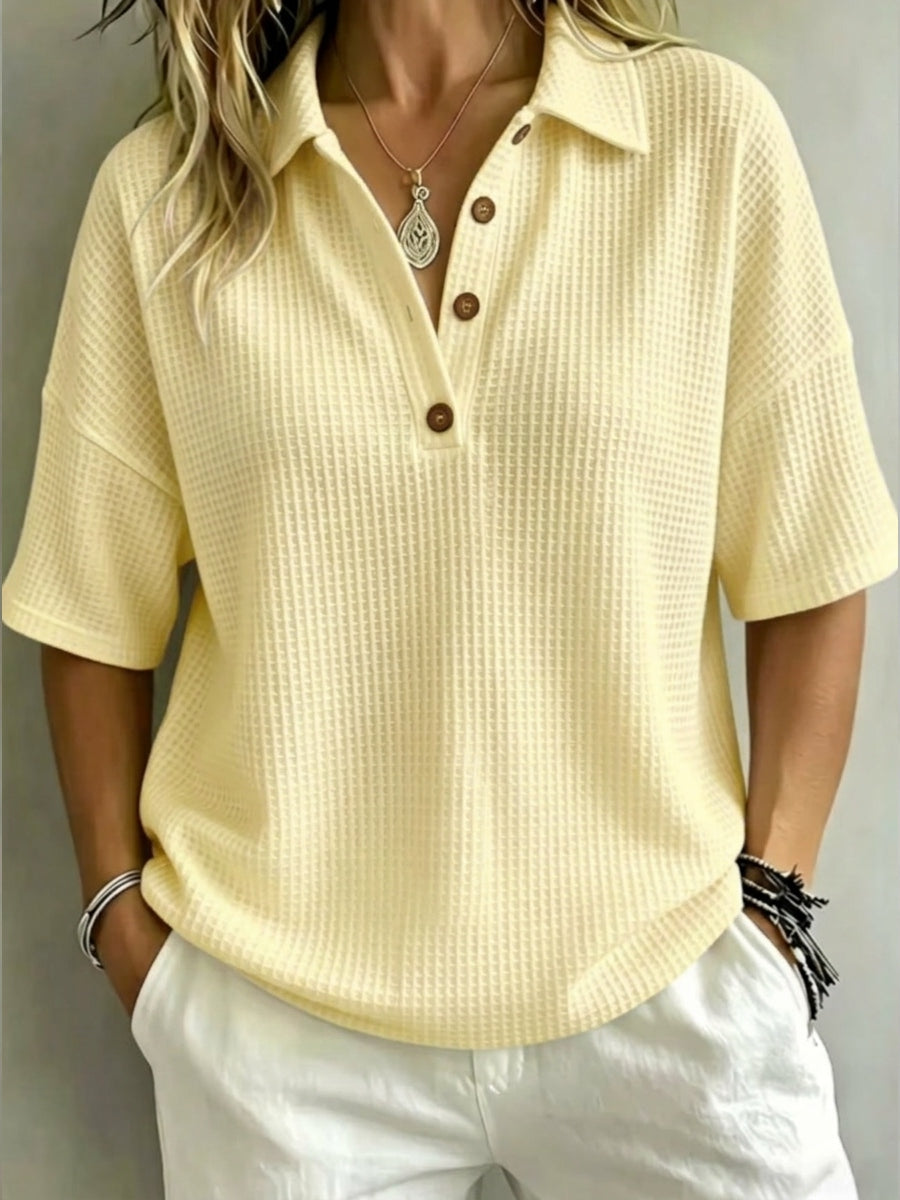 CLEARANCE SALE🔥 Women's Button-Up Waffle Short Sleeve Shirt