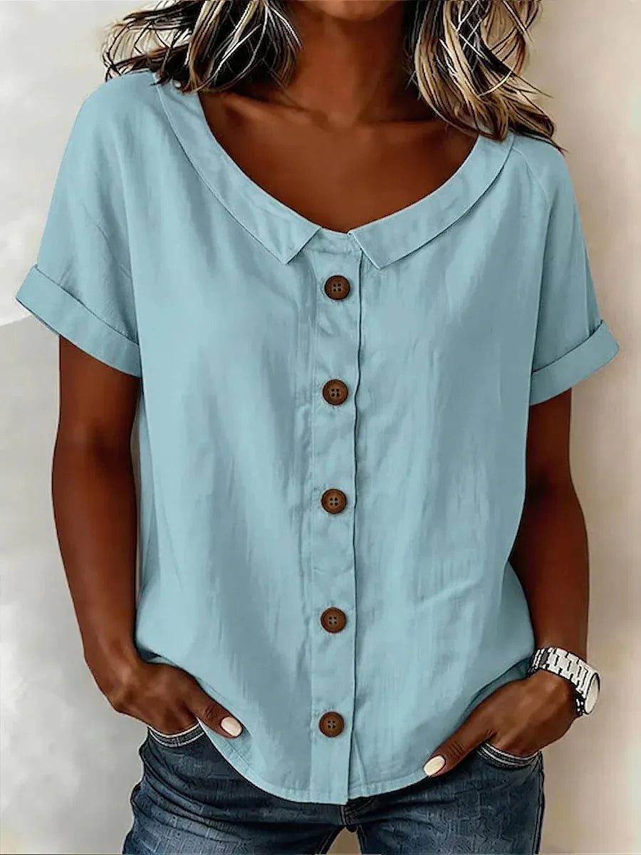 New Arrivals🔥 Women's Round-neck Short-sleeve Casual Loose Cotton-linen Tops