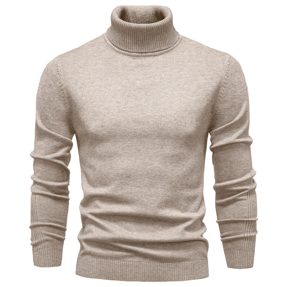 Men's Shirtssolid Color Turtleneck Pullover Sweater Tops