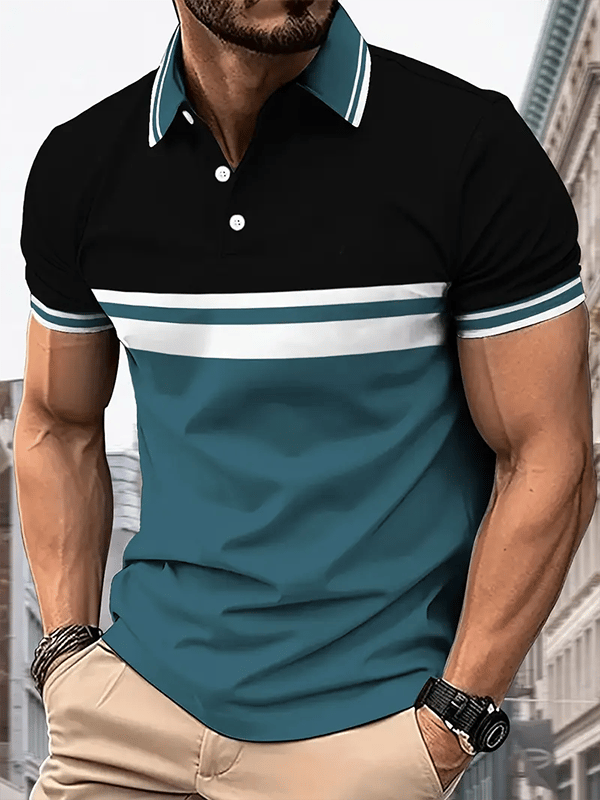 Men's Business Button-Down Short Sleeve Polo Shirt
