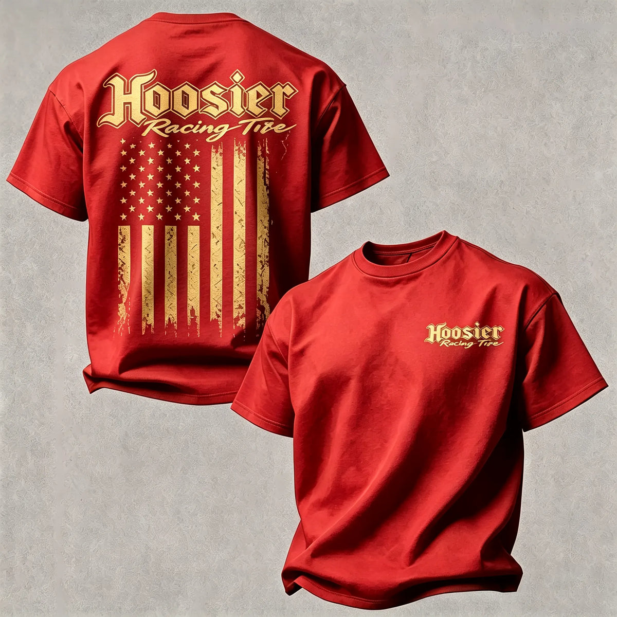 Retro American Flag Racing Print T-Shirt