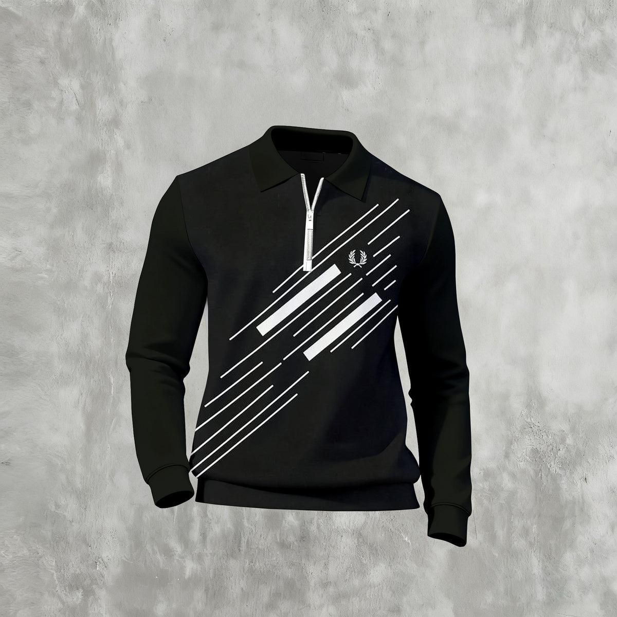 Men's Casual Color Matching Printed Long Sleeves Polo Shirts