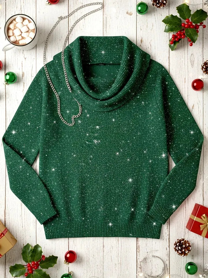 🎄 CLEARANCE SALE🔥 Women's Elegant Solid Color Loose Shiny Sweater