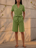 New Arrivals🔥 Linen-Textured Belted Safari Set
