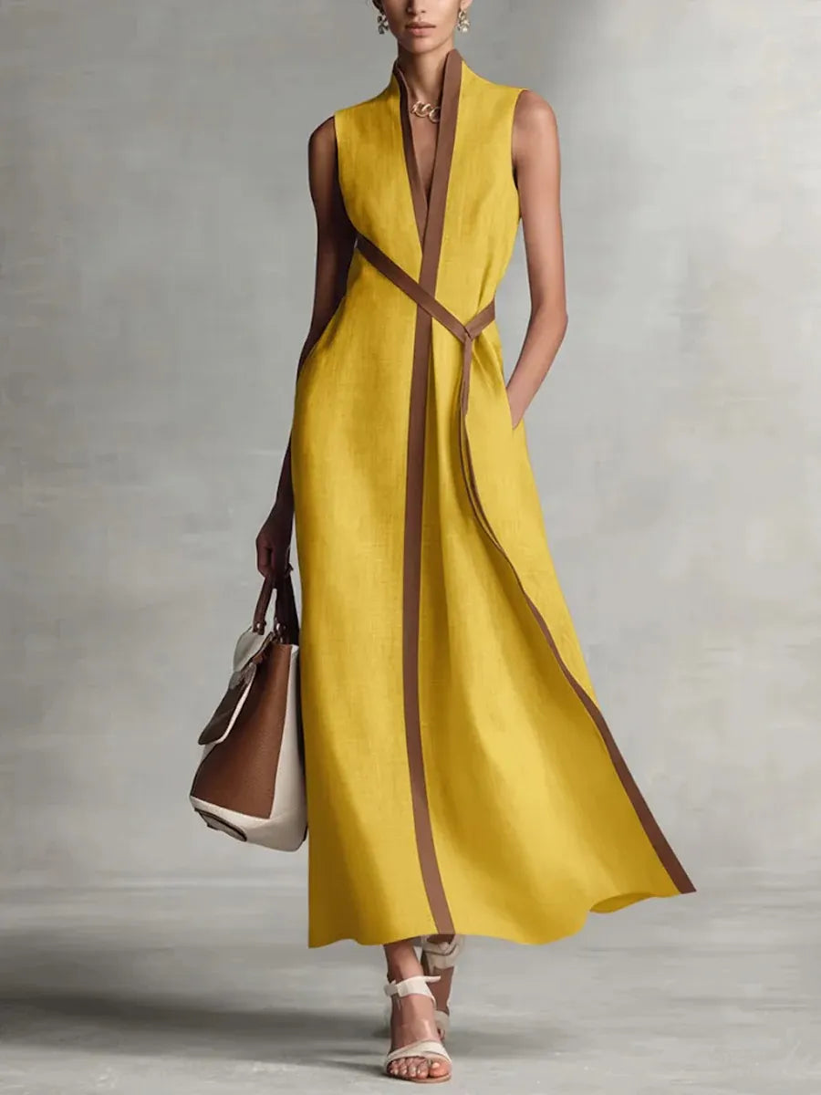New Arrivals🔥 Women's Stand-up Collar Sleeveless Casual Loose Cotton and Linen Dress