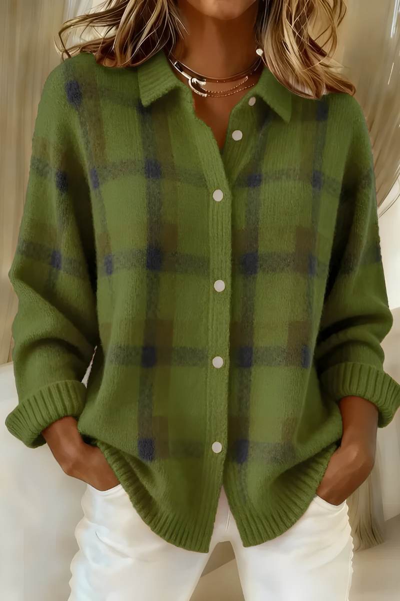 CLEARANCE SALE 🔥 Soft Knit Check Cardigan