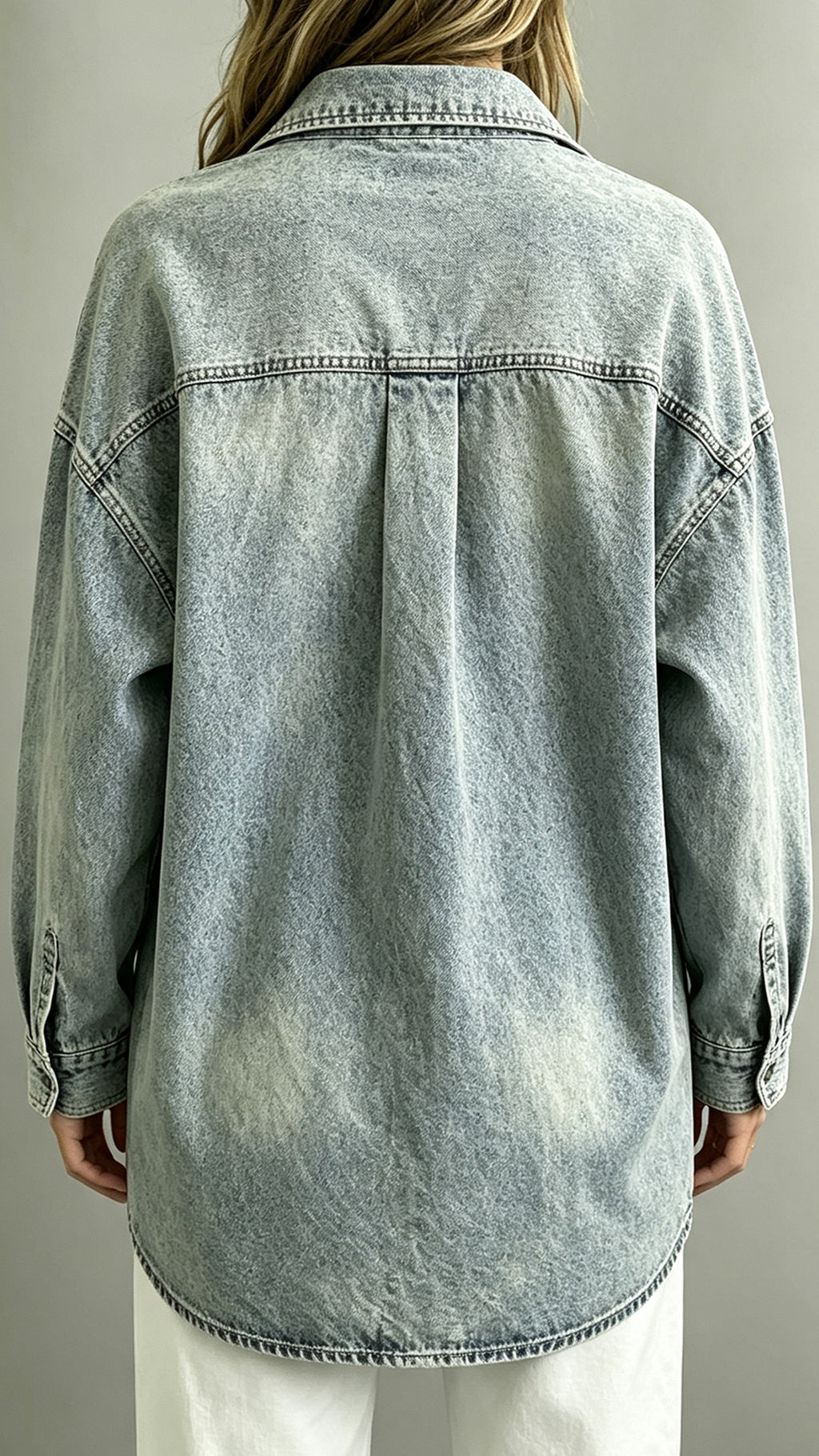 Washed Denim Oversized Button-Up Shacket