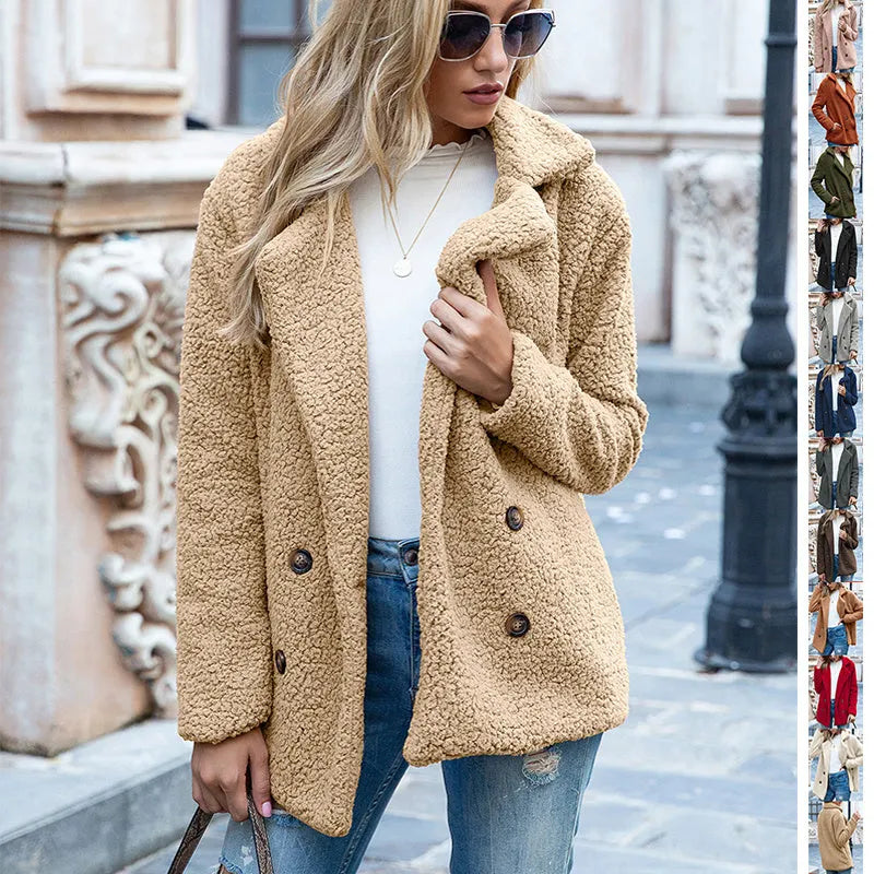 CLEARANCE SALE🔥Loose Lapel Winter Button Jacket Cardigant Fluffy Coat - 51% OFF