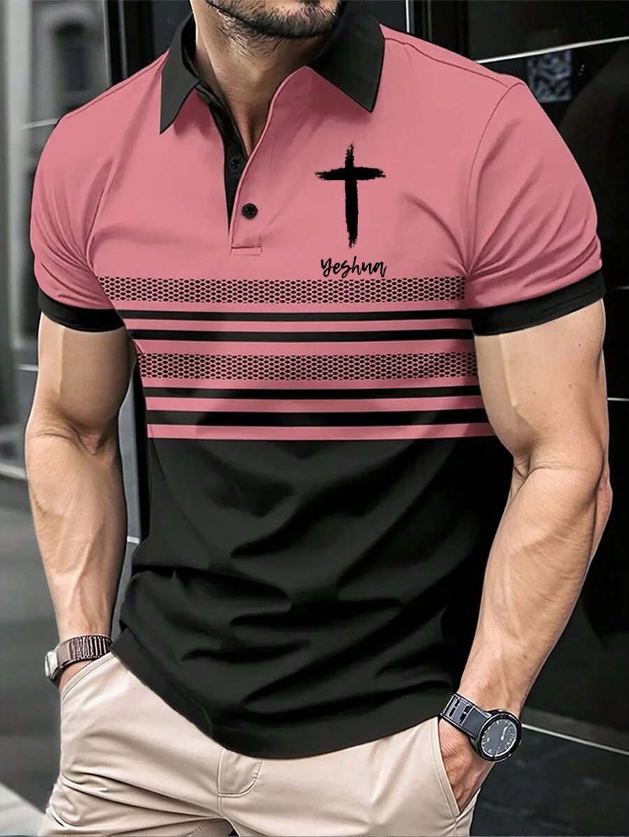 Men's Retro Faith  Casual Printed Polo Shirt