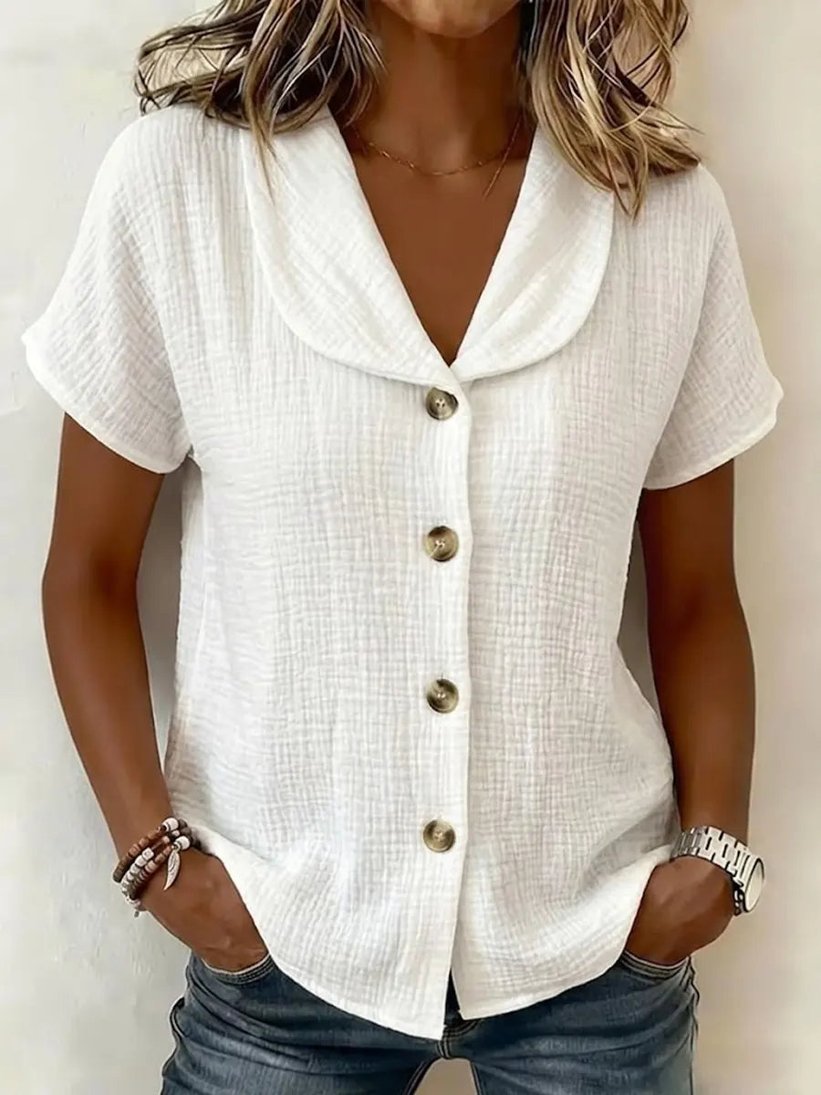 New Arrivals🔥 Women's Simple Button-decorated Cotton And Linen Shirt