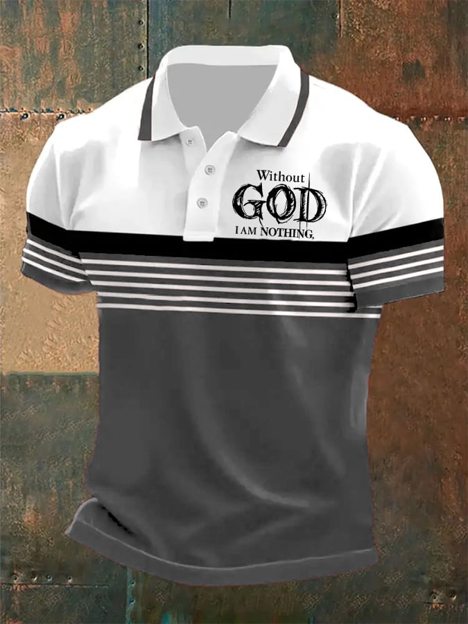 Men's Without God I Am Nothing, Printed Casual Polo Shirt