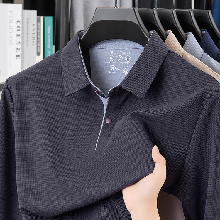 Men's Casual Solid Color Short-Sleeve Polo Shirts (Runs Small | Size Up 1 Size）