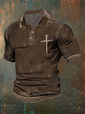Men's Casual Retro Contrast Color Faith Polo