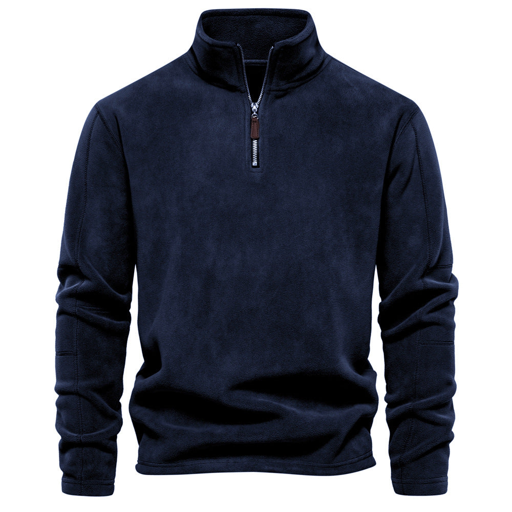 Men's Stand Collar Zip Long Sleeve Polar Fleece Sweatshirt 191597