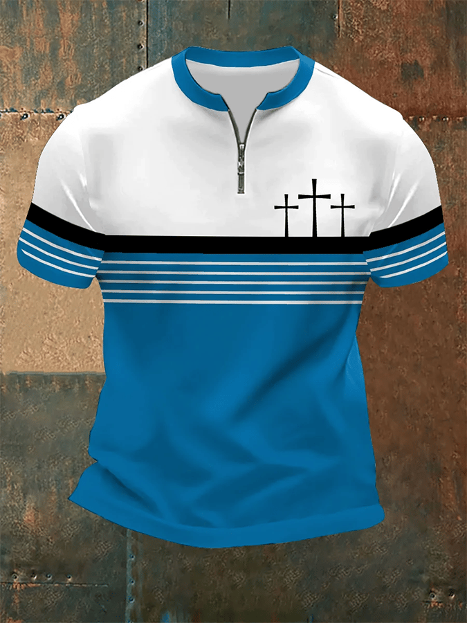 Men's Vintage Faith Print Zip Top