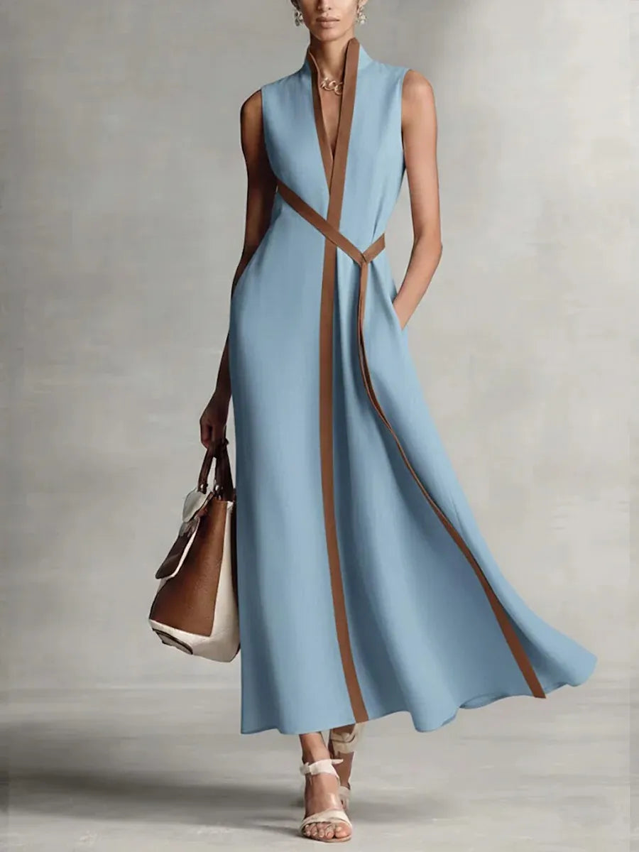 New Arrivals🔥 Women's Stand-up Collar Sleeveless Casual Loose Cotton and Linen Dress