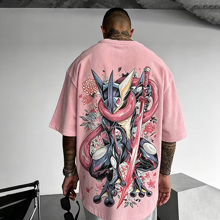 Pokémon Anime-Inspired Vintage Waffle Knit T-Shirt