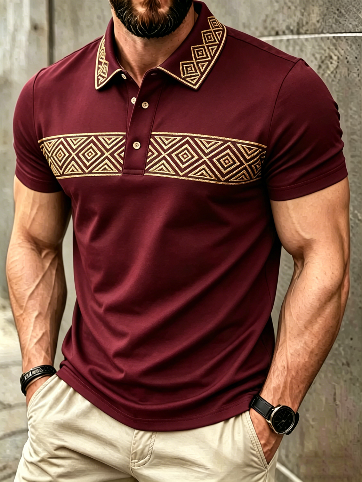 Men's Classic Business Button Short Sleeve Polo Shirt