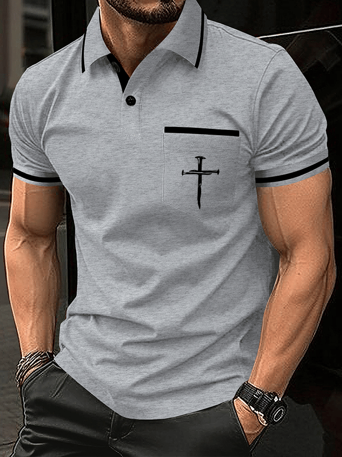 Men's Faith Printed Casual Polo Shirt (With Pockets)