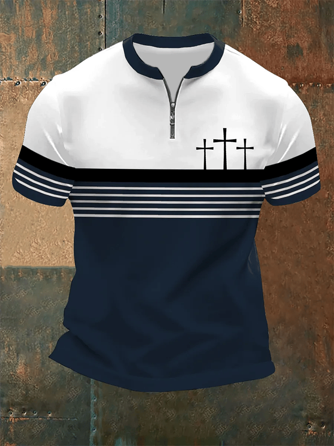 Men's Vintage Faith Print Zip Top