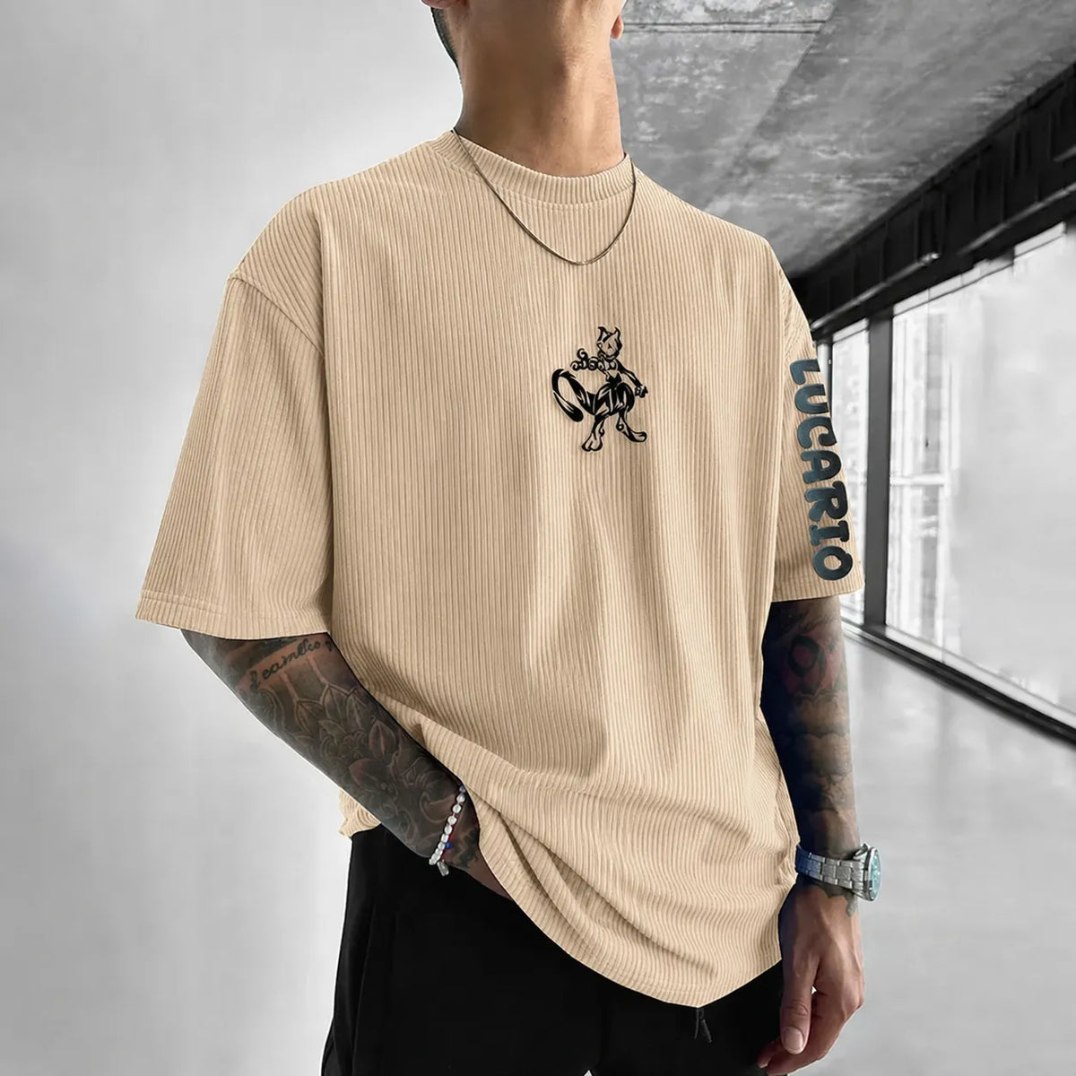 Pokémon Unisex Anime-Style Retro Corduroy Oversized T-Shirt