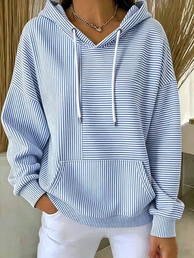 New Arrivals🔥Women Striped Long Sleeve Casual Daily Spring/Fall Hoodie