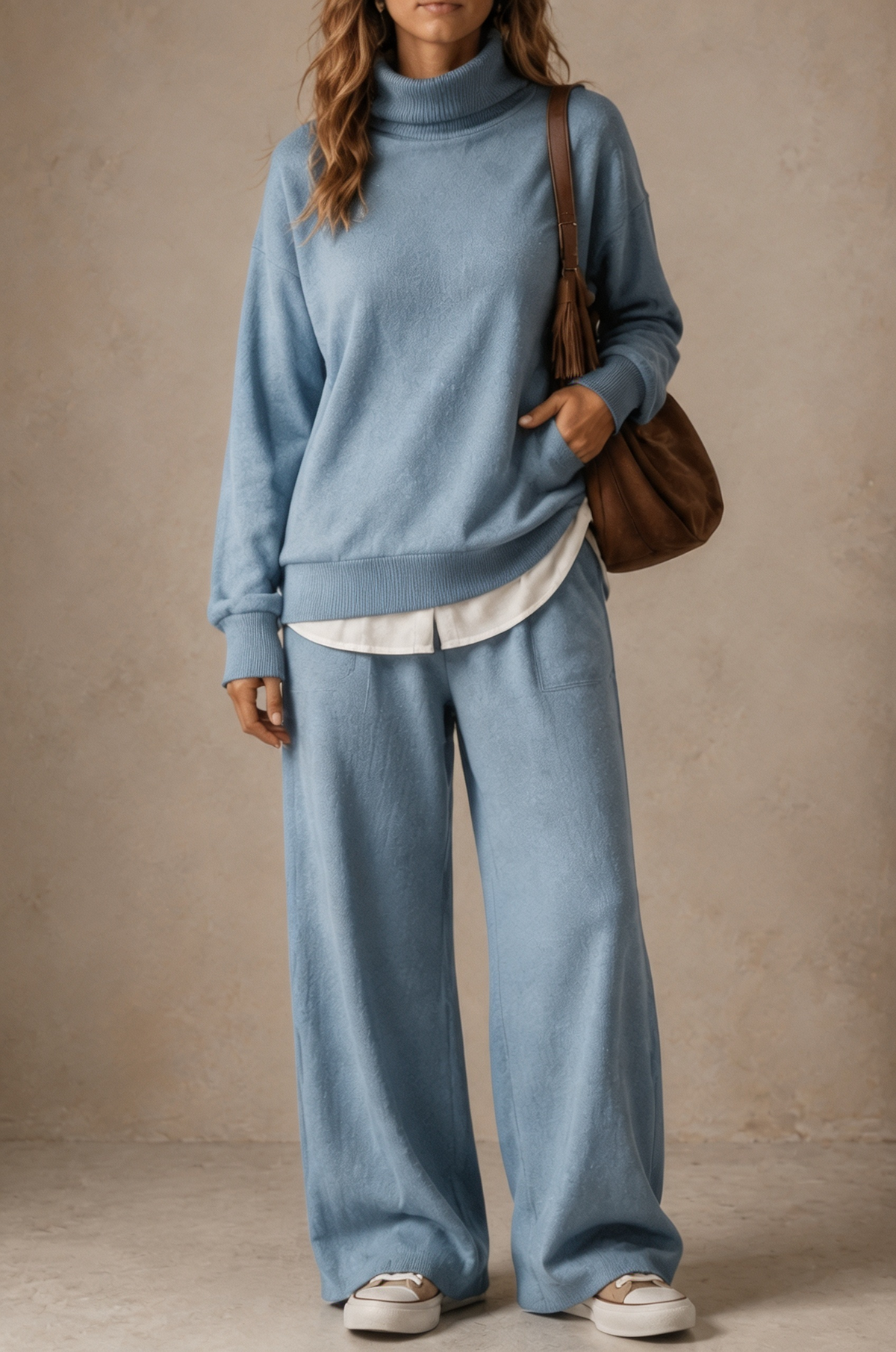 Women Cozy Turtleneck Two-Piece Set