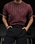 Men's Business Casual Round-Neck Geometric Printed Short-Sleeved Shirt 183342